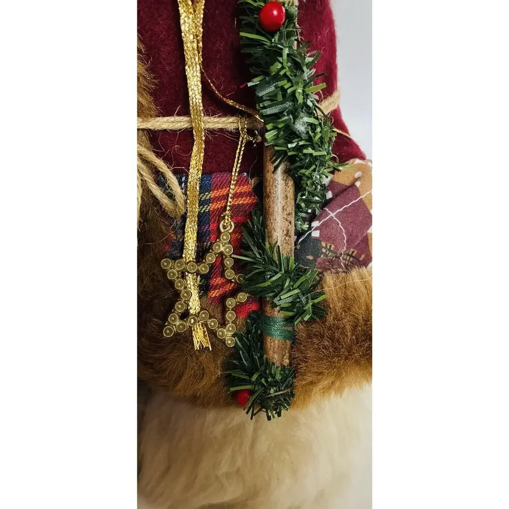 Vintage World Bazaar Christmas Santa Clause Gift Bag, Basket Trinkets Plush Bear